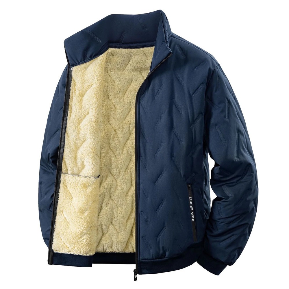 New Sporti Mens Navy Blue Sherpa Lined Quilted Puffer Jacket Hooded Winter Coat